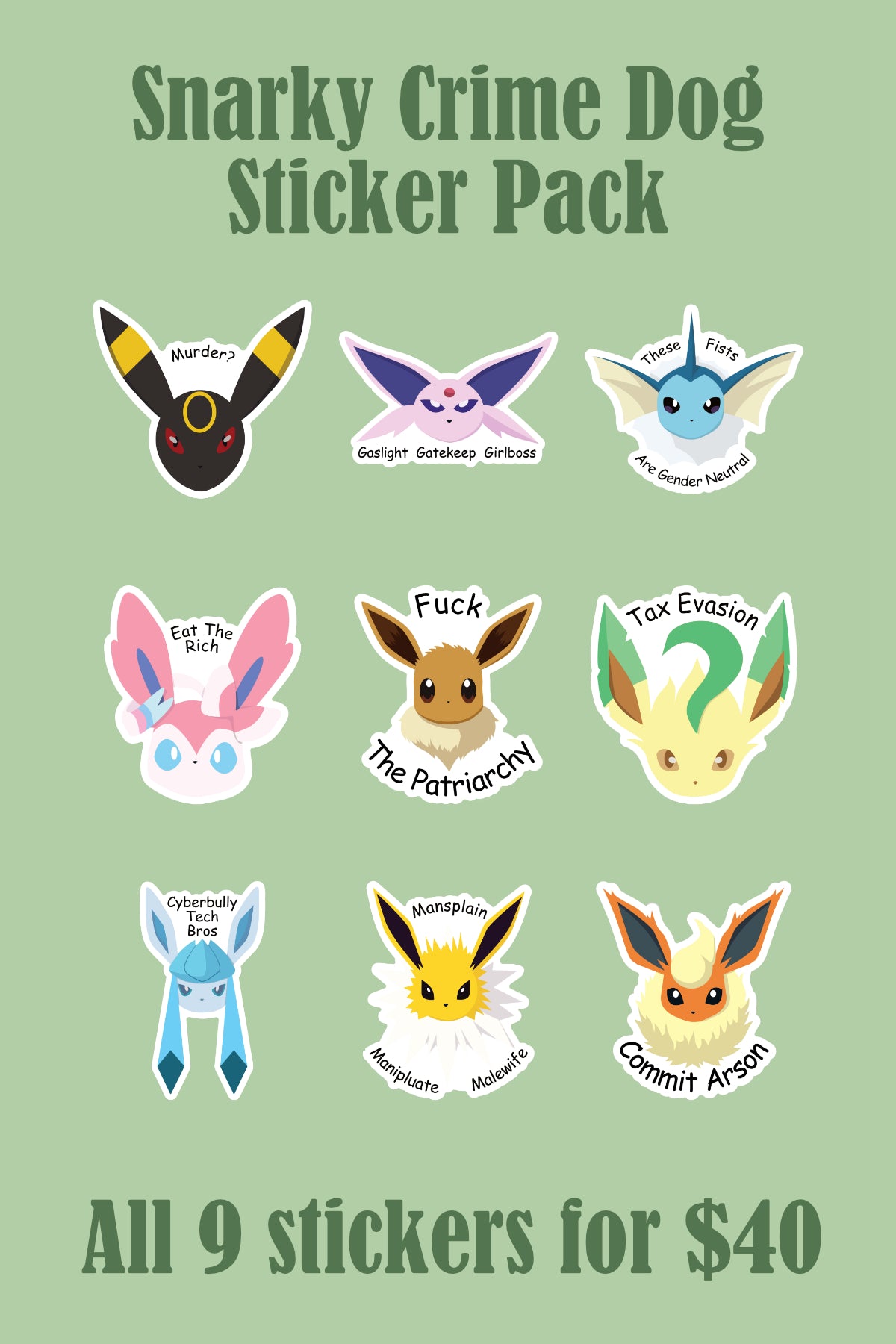 Snarky Crime Dog Sticker Pack