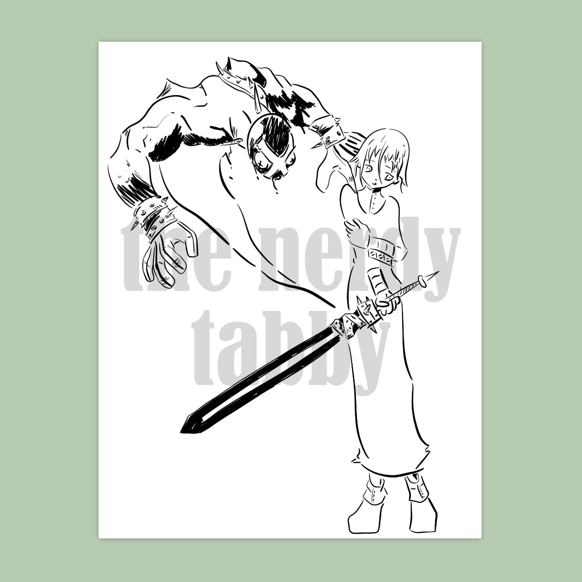 Crona and Ragnarok Ink Sketch Print