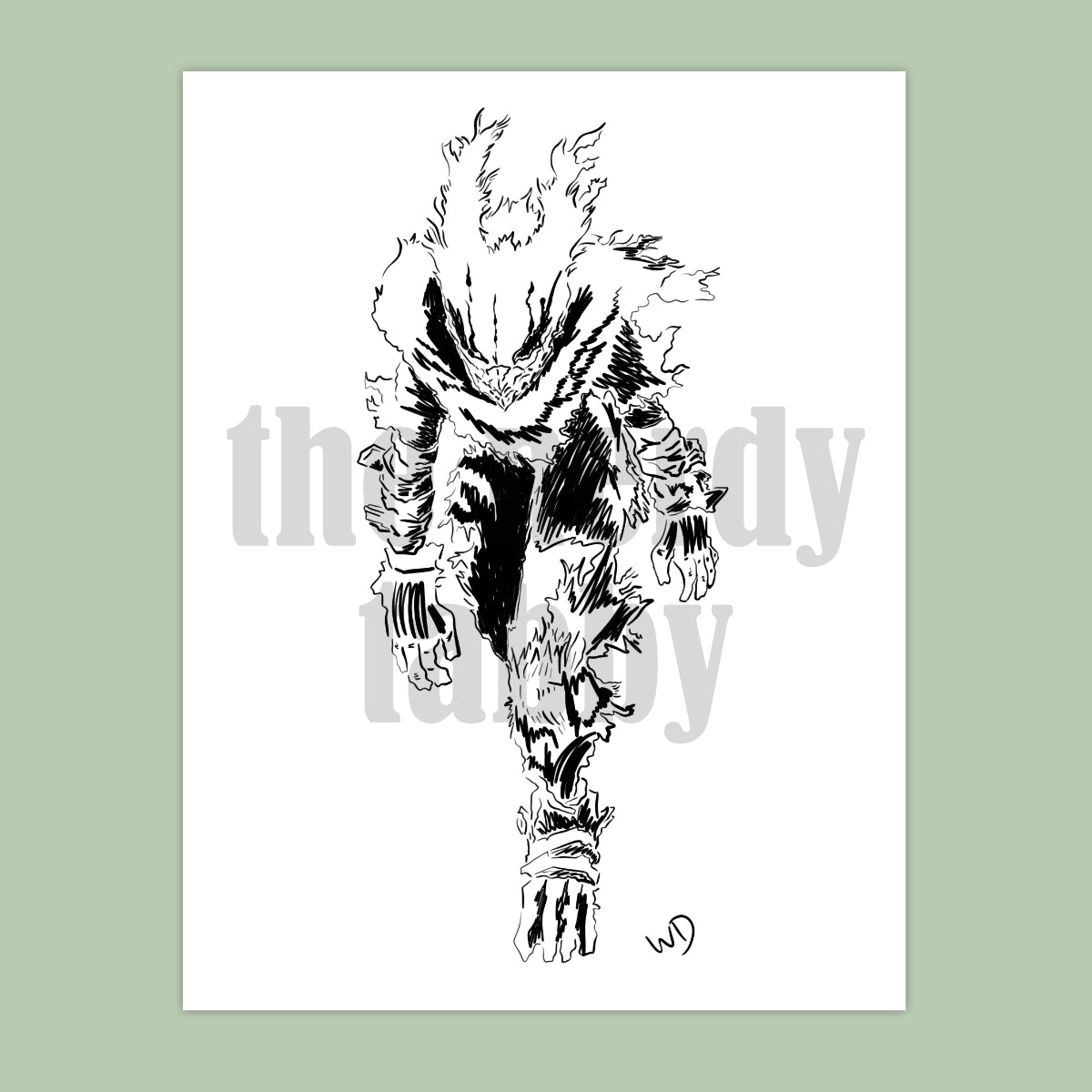 Dark Deku Sketch Print