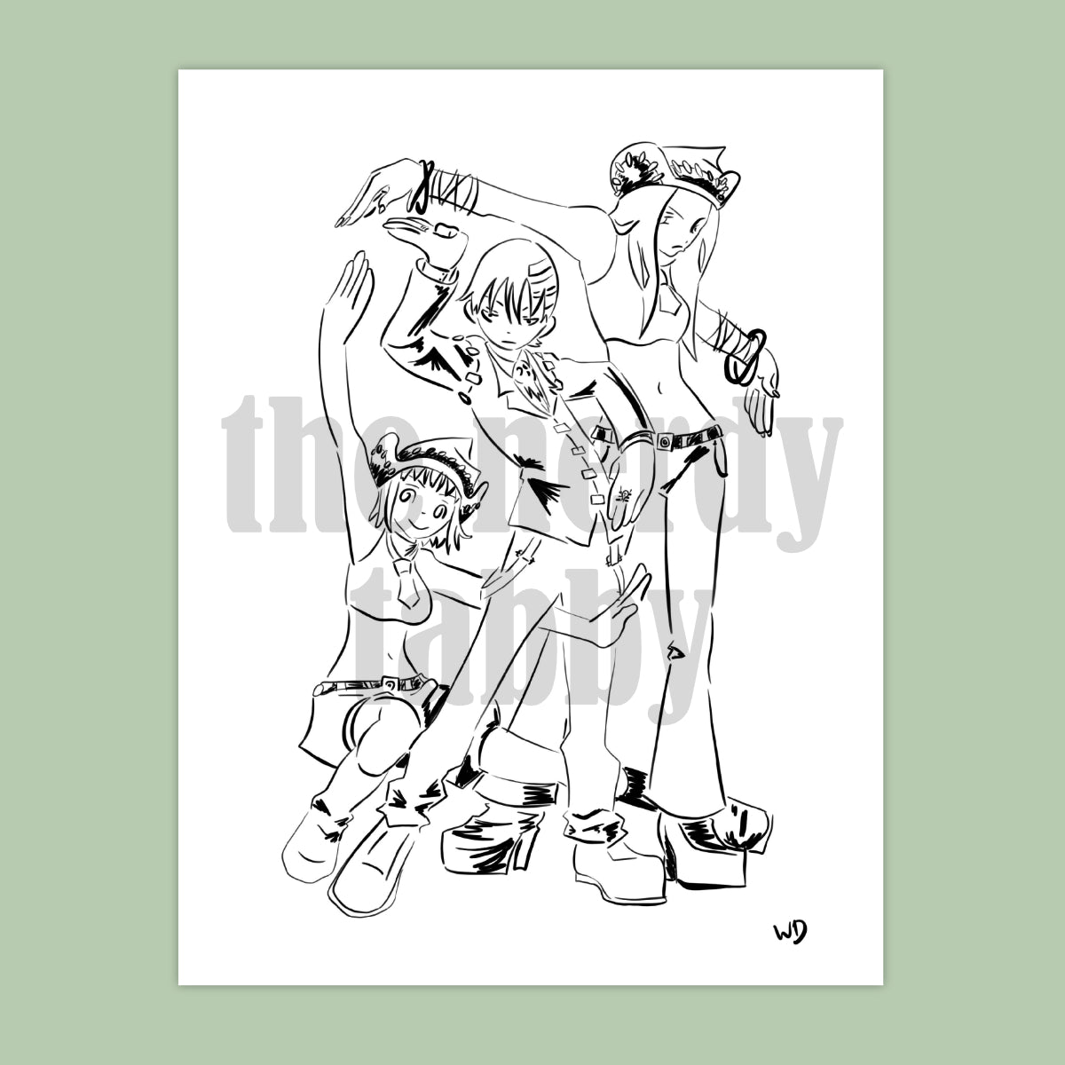 Death the Kid Squad Ink Sketch Print