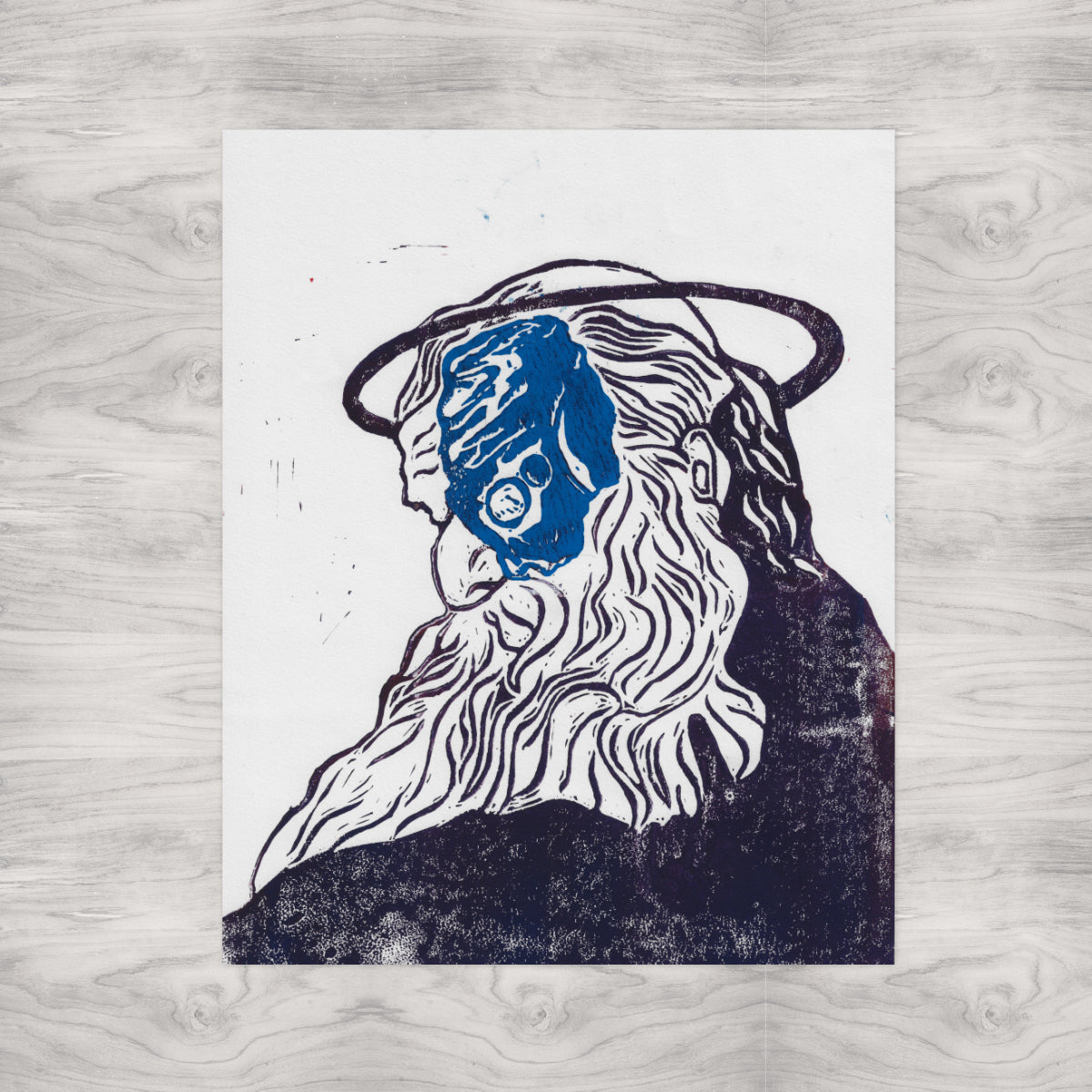 Fathertime Linocut Print
