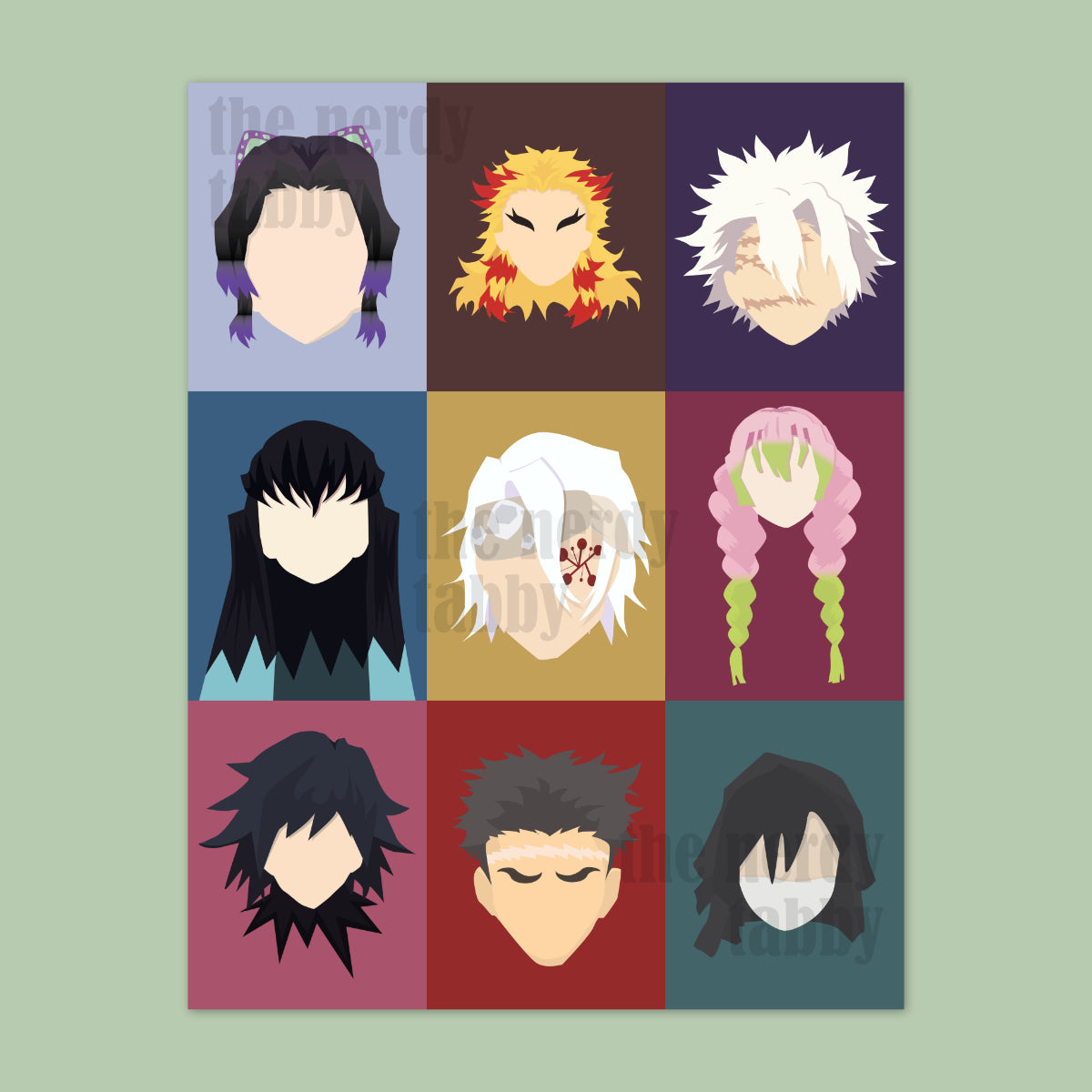 Demon Slayer Hashira Charcter Portrait Grid