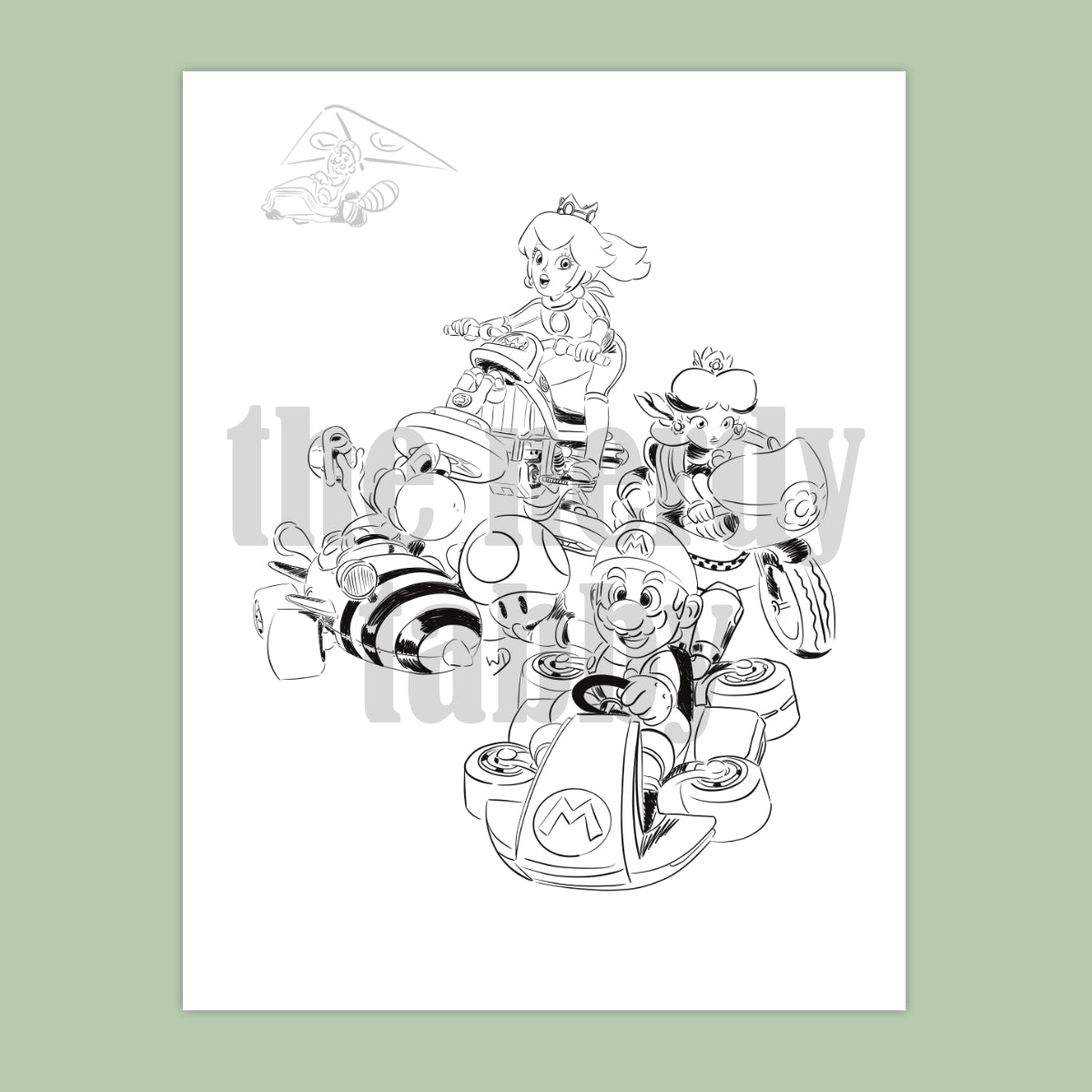 Mario Kart Sketch Print