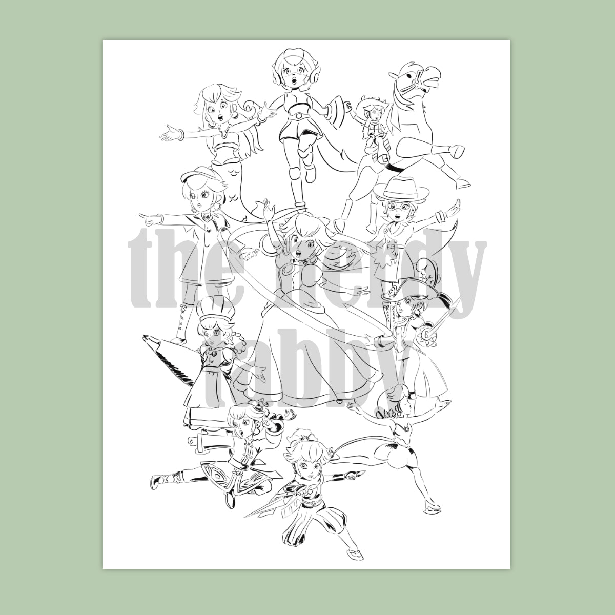 Princess Peach Sketch Print