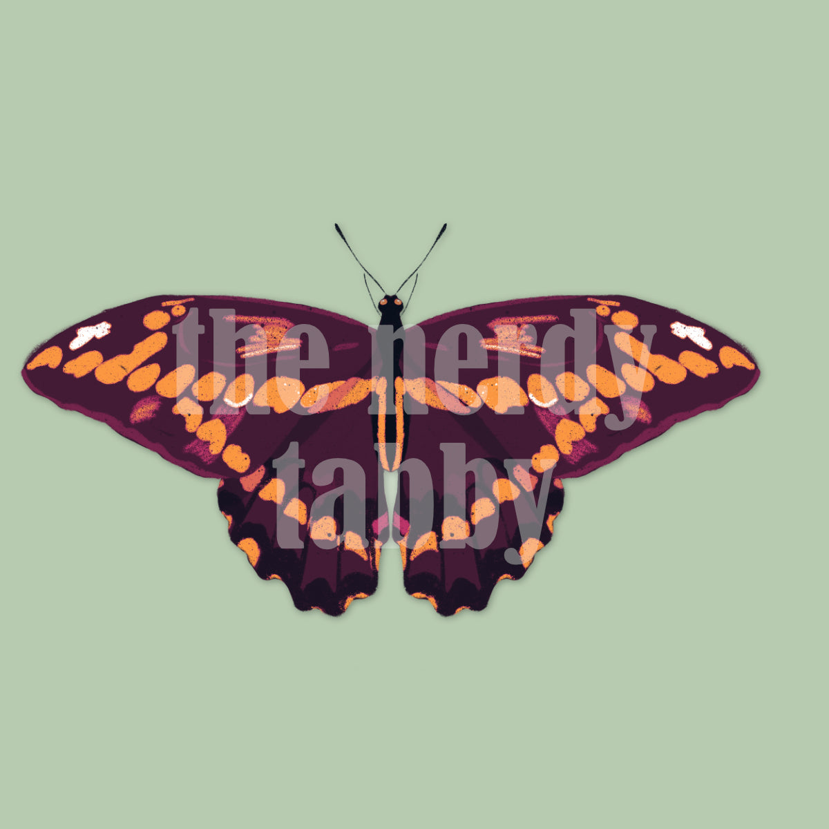 Purple and Orange Butterfly Clear Sticker