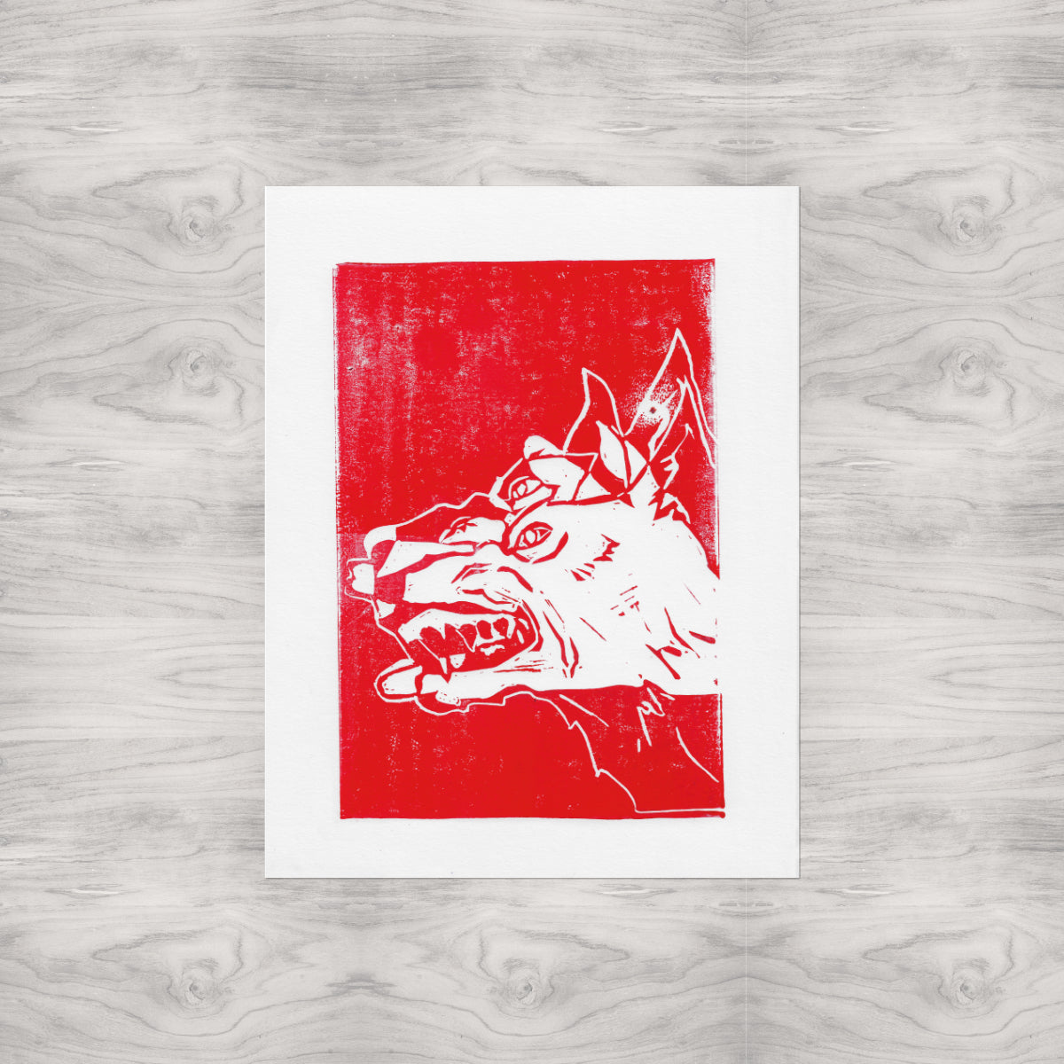 Demon Dogs Linocut Print