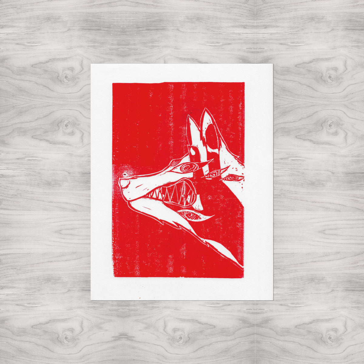 Fox Devil Linocut Print