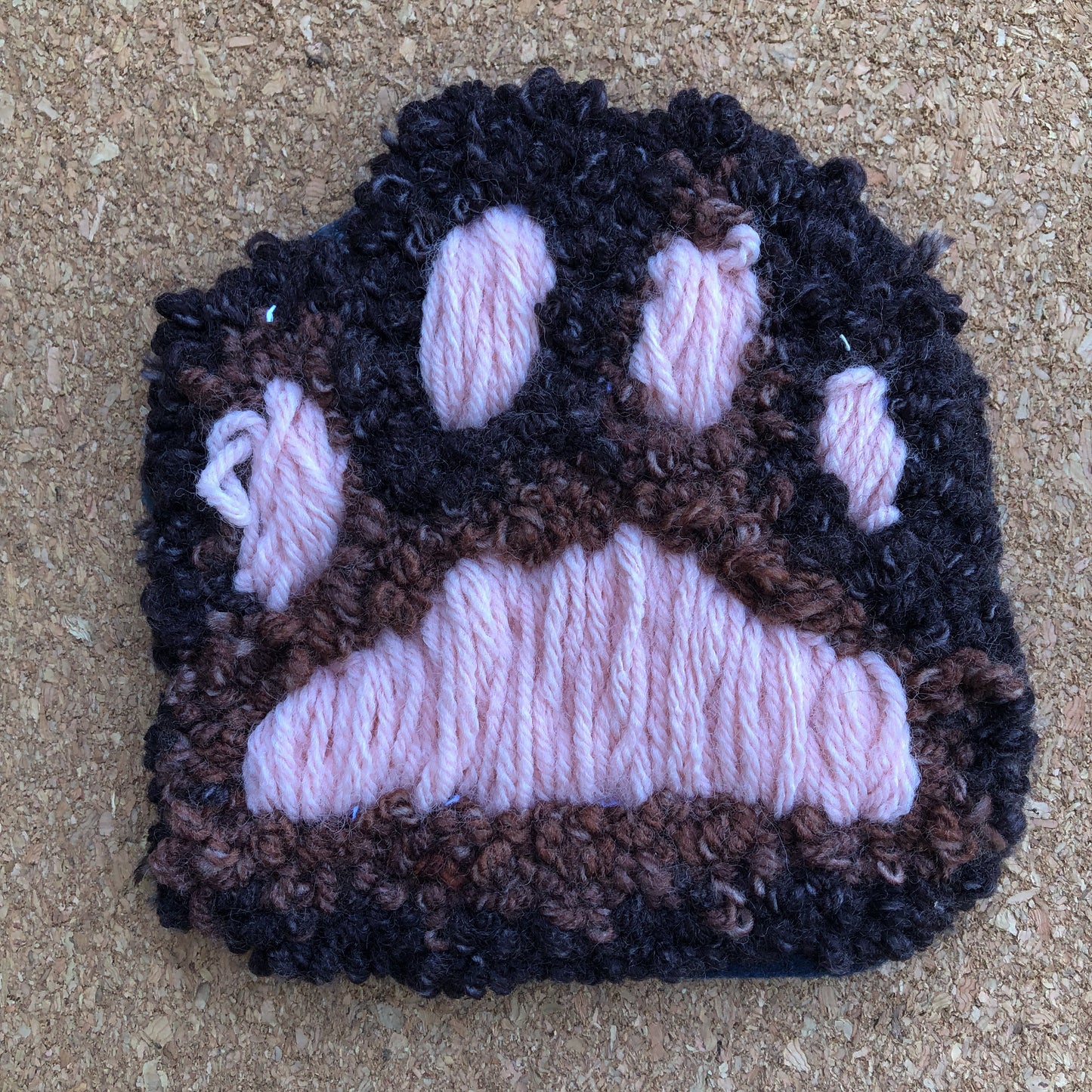 Multi Shade Brown and Pink Paw Print Mug Rug