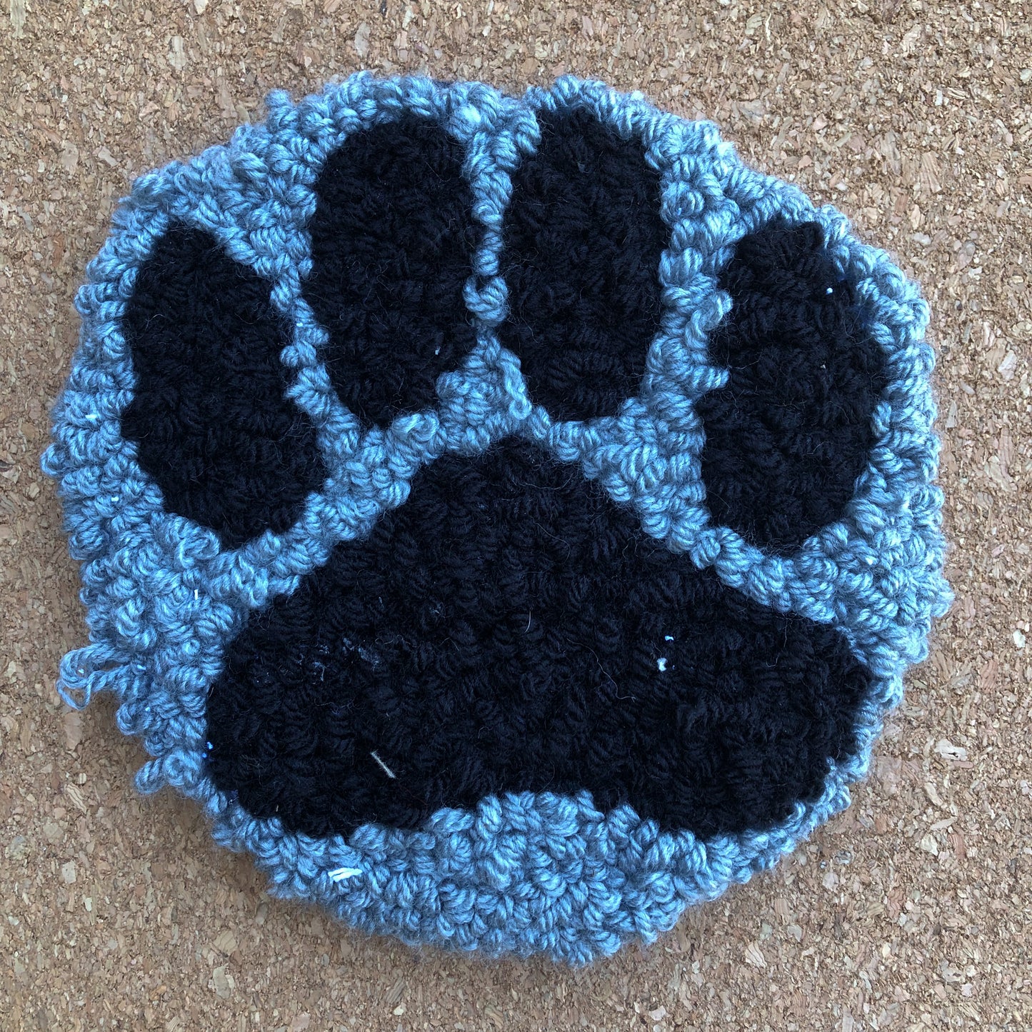 Gray and Black Paw Print Mug Rug