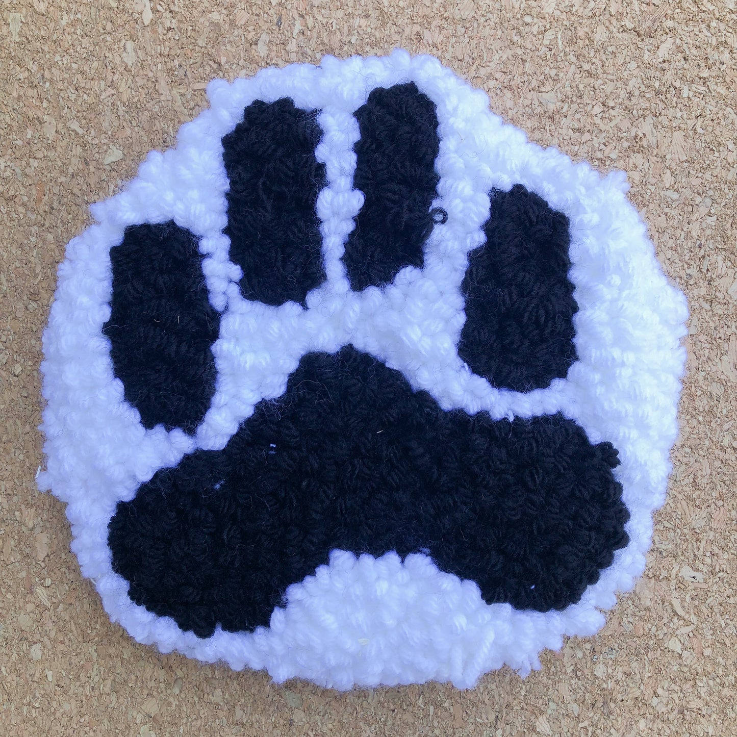 White and Black Paw Print Mug Rug