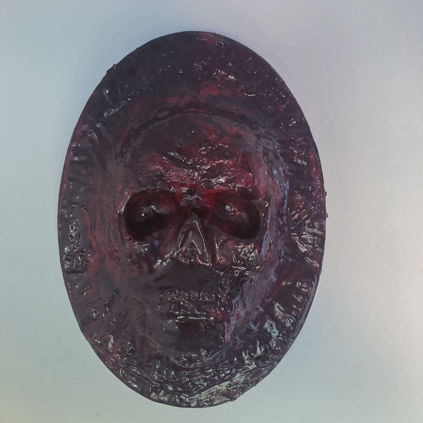 Red Acrylic Pour Skull Plague