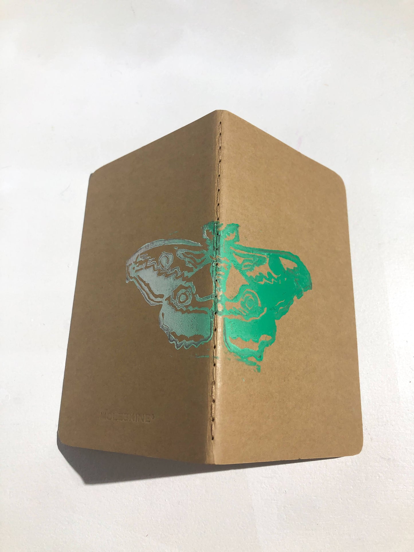 White and Green Ombre Moth Small Notebook