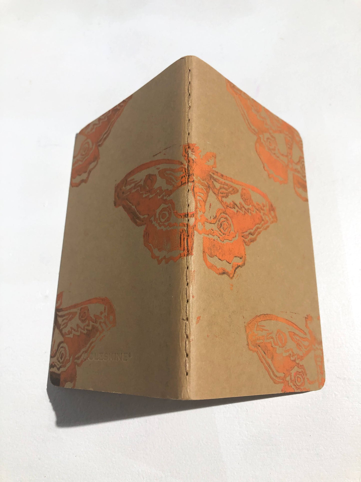 Orange Moth Pattern Small Notebook