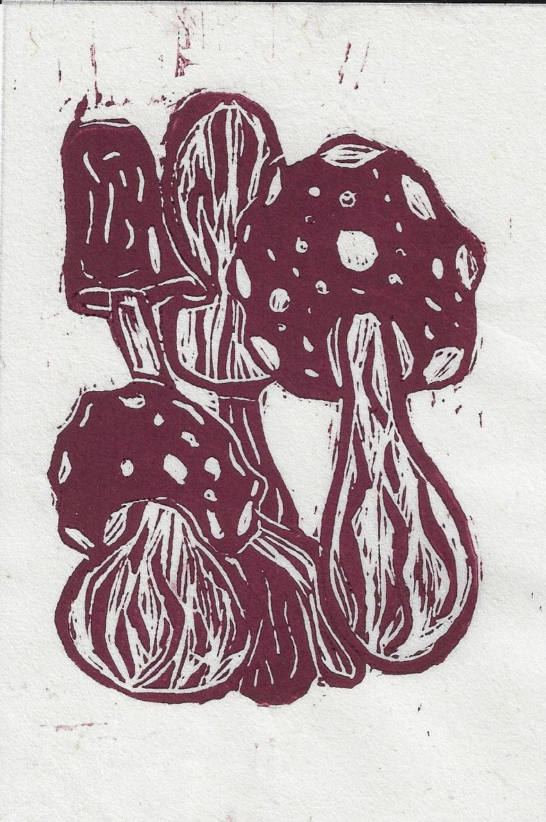 Mushroom Linocut Print