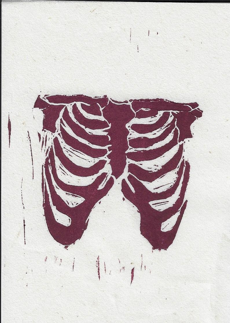 Skeleton Linocut Print