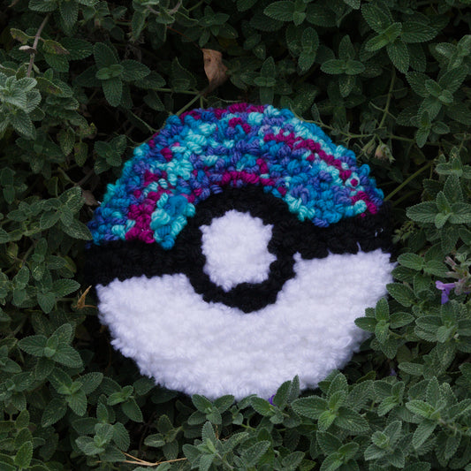 Blue and Purple Small Pokeball Mug Rug