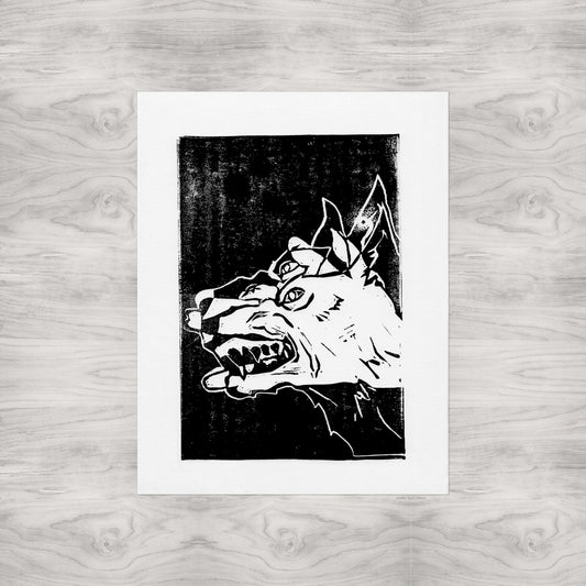 Demon Dogs Linocut Print