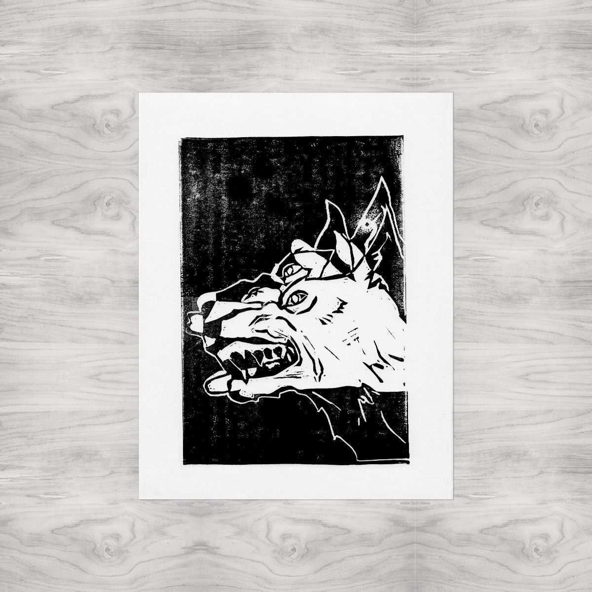 Demon Dogs Linocut Print