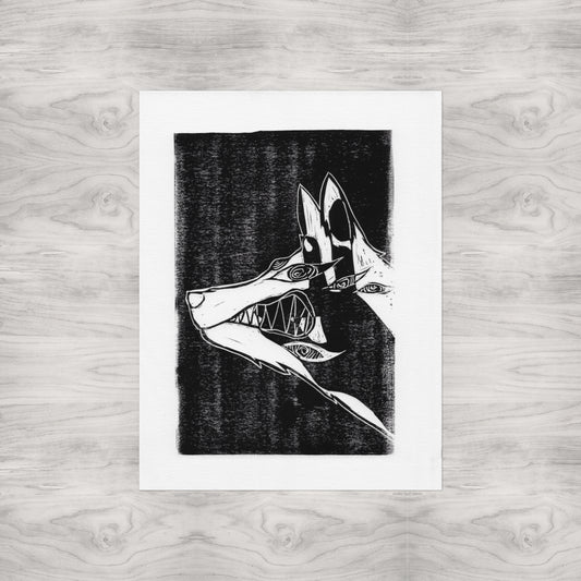 Fox Devil Linocut Print
