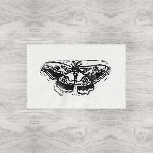 Moth Linocut Print Version 1