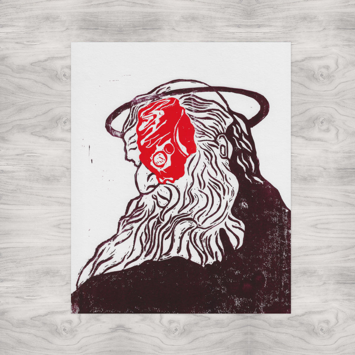Fathertime Linocut Print