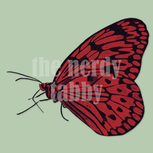 Dark Red Butterfly Clear Sticker