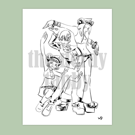 Death the Kid Squad Ink Sketch Print