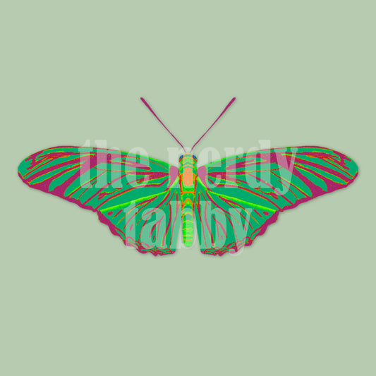 Green Butterfly Clear Sticker