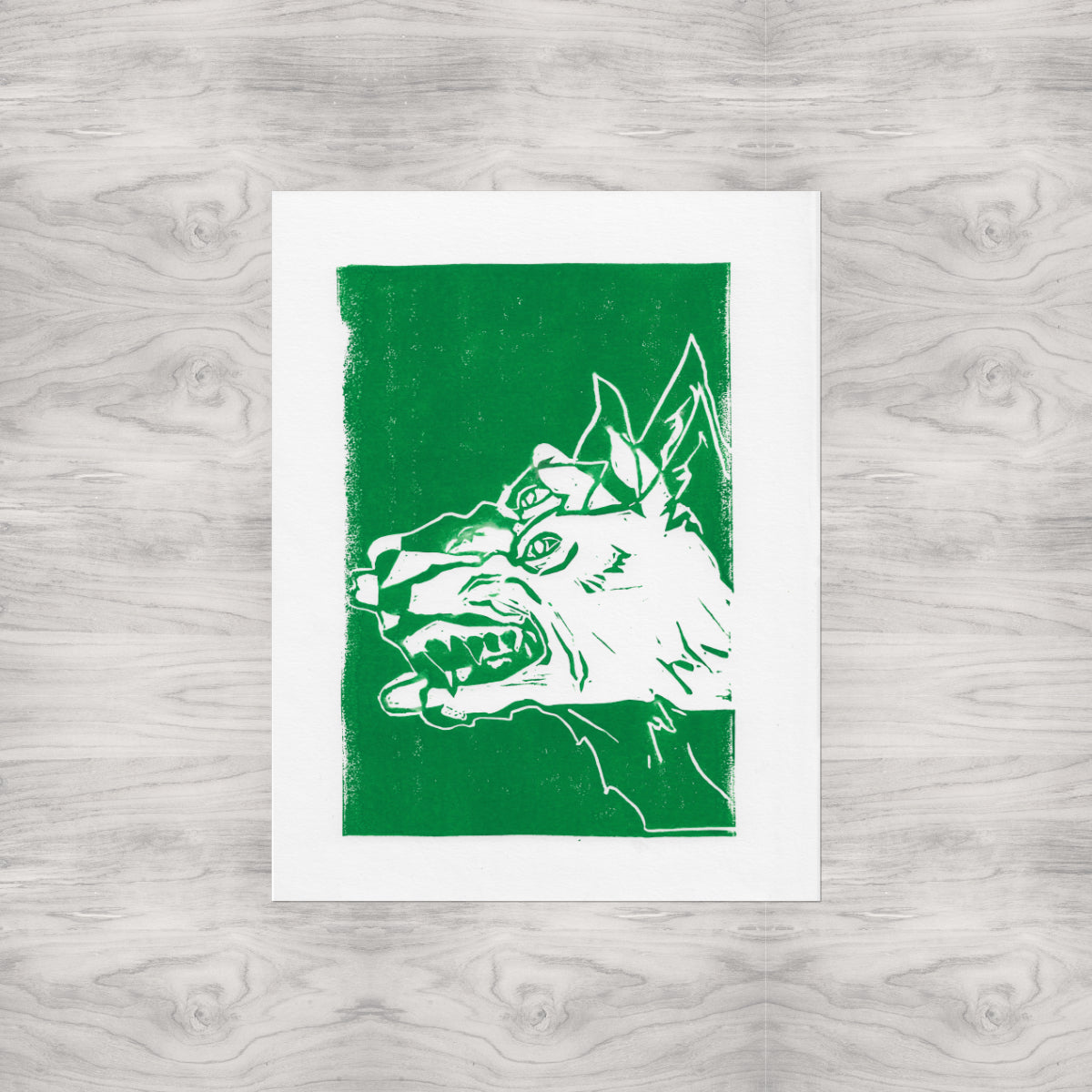 Demon Dogs Linocut Print