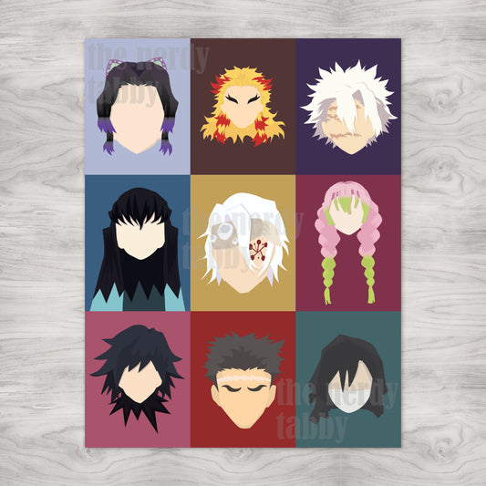 Demon Slayer Hashira Charcter Portrait Grid