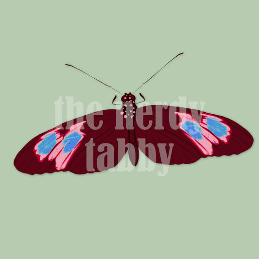 Red Butterfly Clear Sticker