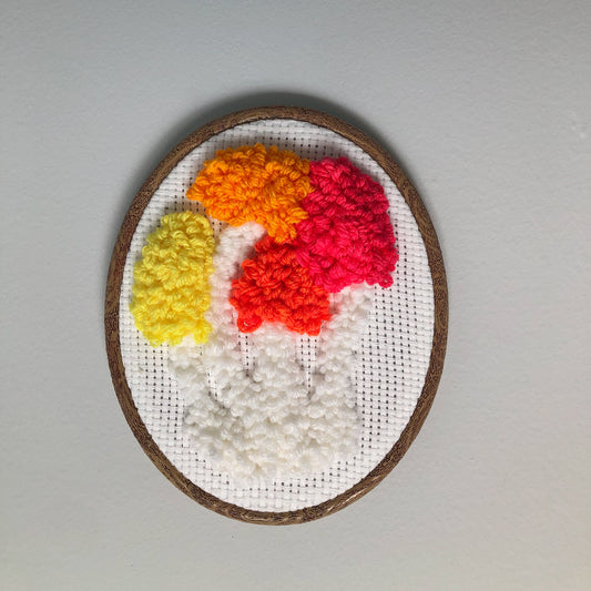 Neon and White Mushroom Cluster Wall Hanging
