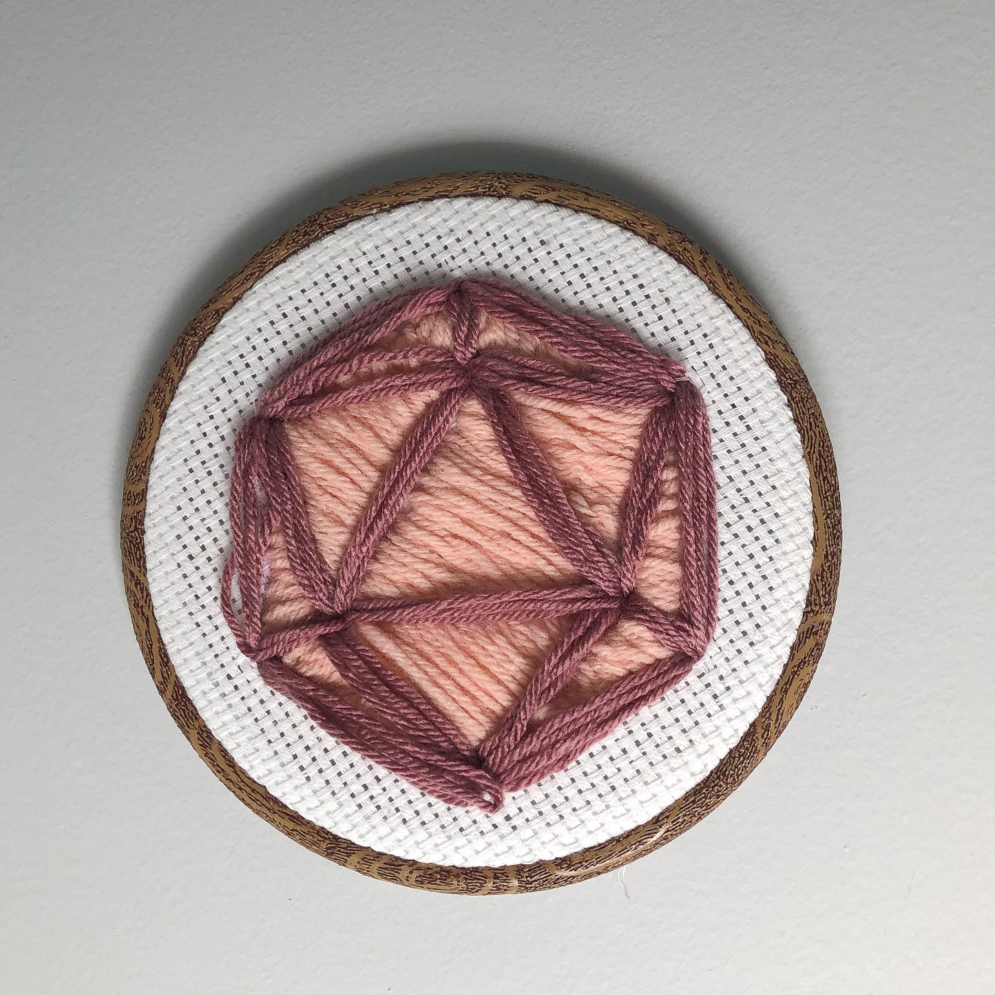 Small Pink and Dusty Purple D20 Wall Hanging