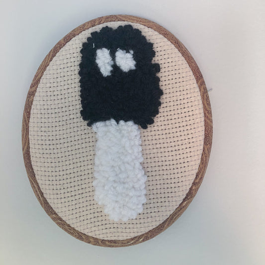 Black and White Booshroom Punch Needle Wall Hanging