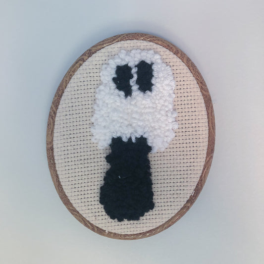 White and Black Booshroom Punch Needle Wall Hanging