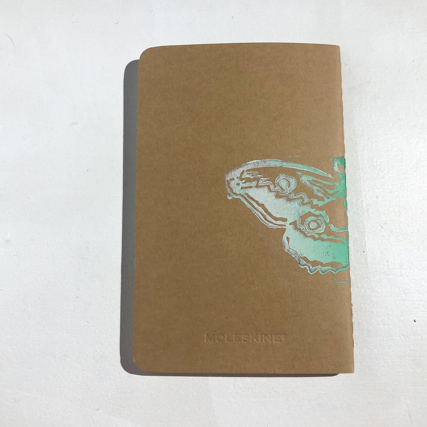 White and Green Ombre Moth Small Notebook