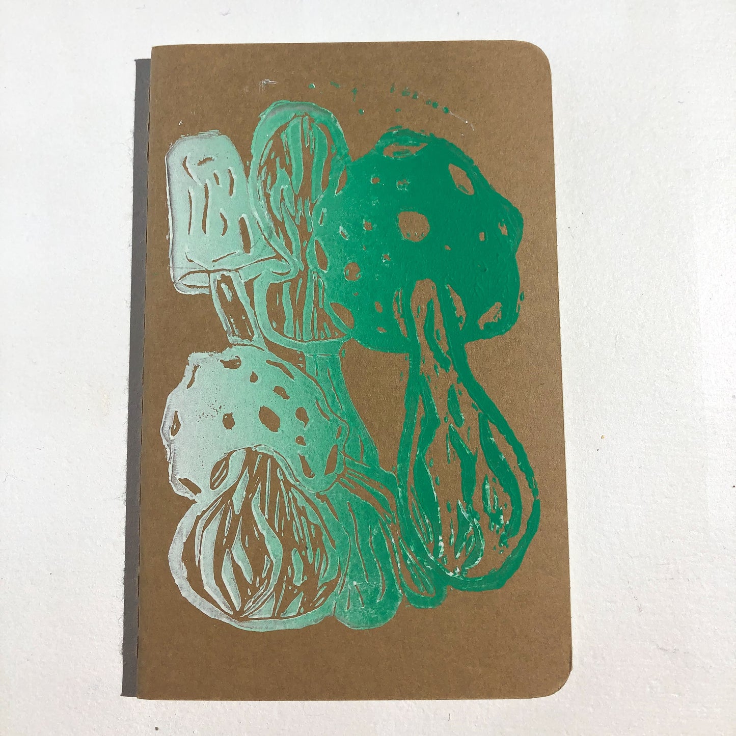 White and Green Ombre Mushroom Small Notebook
