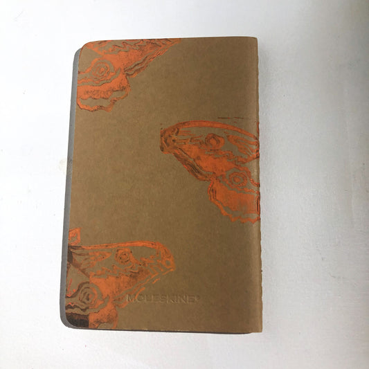 Orange Moth Pattern Small Notebook