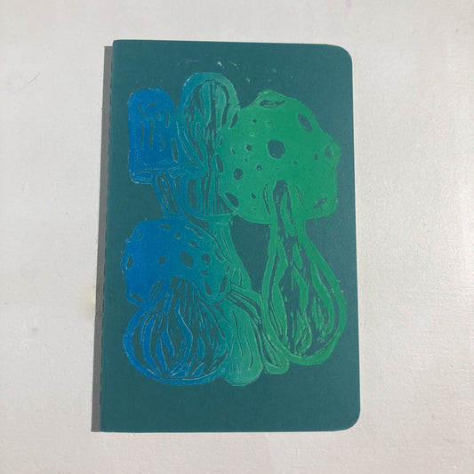 Blue to Green Ombre Mushroom Small Notebook