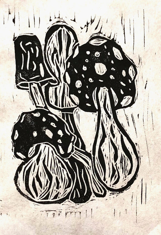 Mushroom Linocut Print