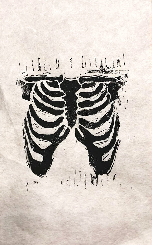 Skeleton Linocut Print