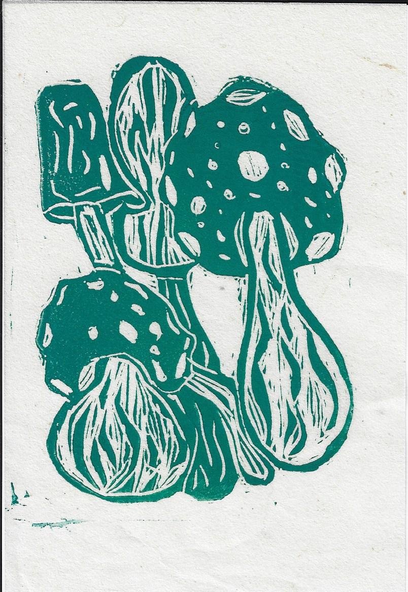 Mushroom Linocut Print