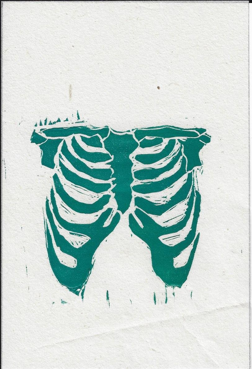 Skeleton Linocut Print