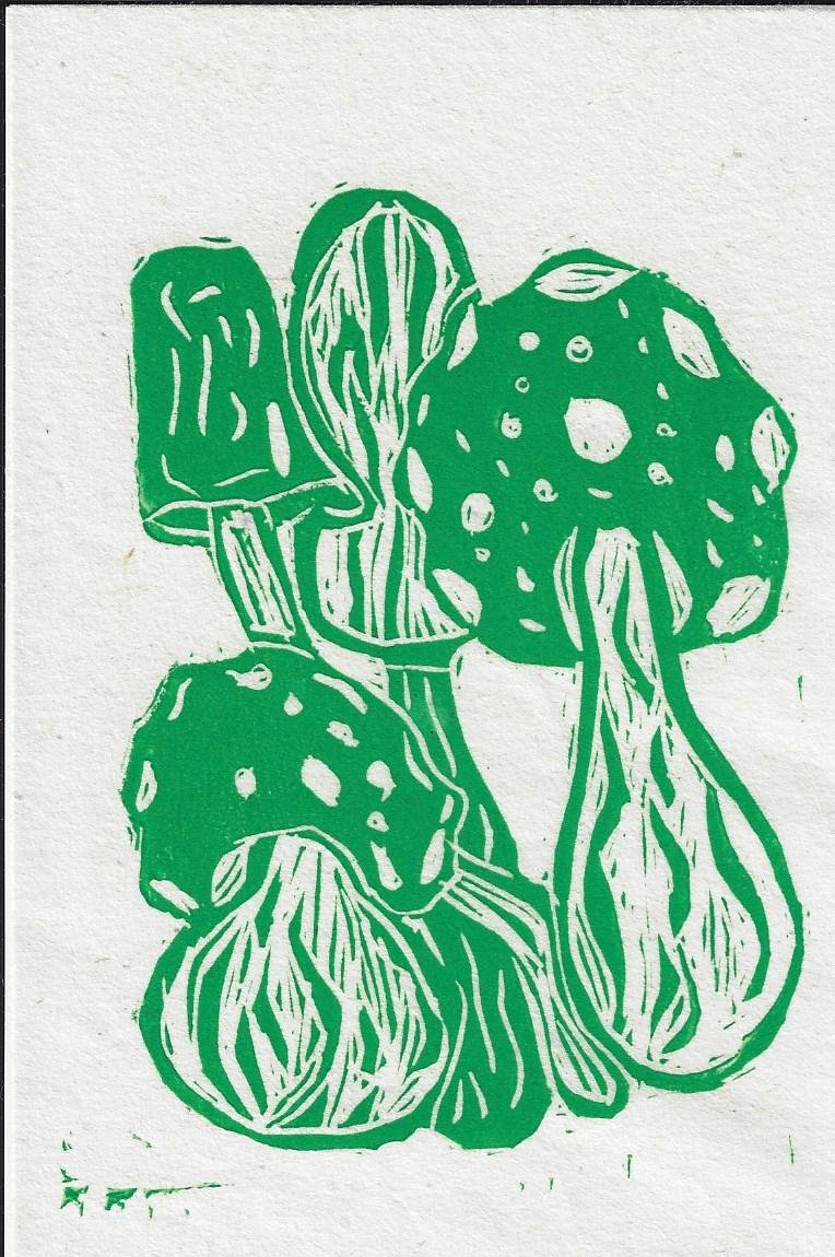 Mushroom Linocut Print