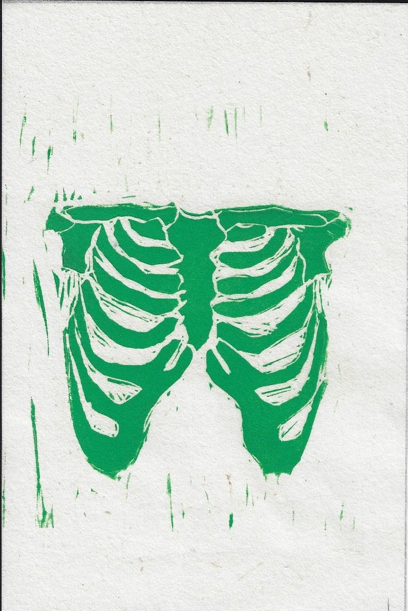 Skeleton Linocut Print